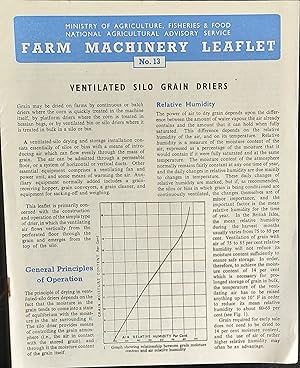 Immagine del venditore per Farm Machinery Leaflet 13 Ventilated Silo Grain Driers June 1956 Ministry of Agriculture, Fisheries and Food venduto da Shore Books