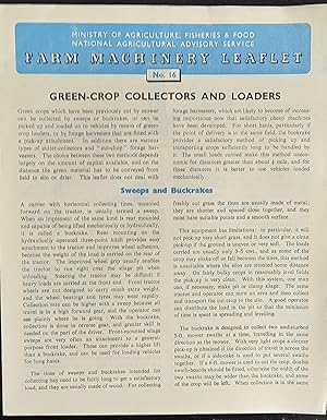 Imagen del vendedor de Farm Machinery Leaflet 16 Green-Crop Collectors And Loaders May 1955 Ministry of Agriculture, Fisheries and Food a la venta por Shore Books