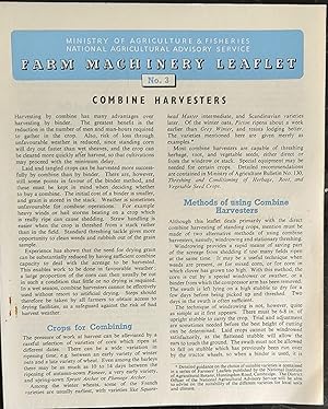 Imagen del vendedor de Farm Machinery Leaflet 3 Combine Harvesters May 1958 Ministry of Agriculture, Fisheries and Food a la venta por Shore Books