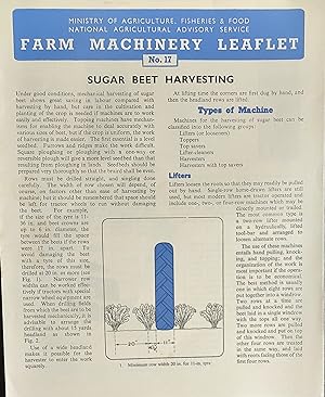 Seller image for Farm Machinery Leaflet 17 Sugar Beet Harvesting November 1957 Ministry of Agriculture, Fisheries and Food for sale by Shore Books