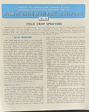 Seller image for Farm Machinery Leaflet 14 Field Crop Sprayers December 1955 Ministry of Agriculture, Fisheries and Food for sale by Shore Books