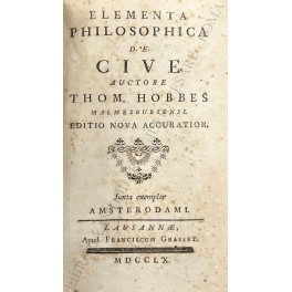Bild des Verkufers fr Elementa philosophica de Cive zum Verkauf von Libreria Antiquaria Giulio Cesare di Daniele Corradi