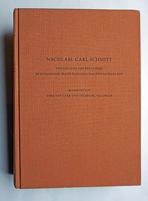 Imagen del vendedor de Nachlass Carl Schmitt. Verzeichnis des Bestandes im Nordrhein-Westflischen Hauptstaatsarchiv. a la venta por Versandantiquariat Wolfgang Petry