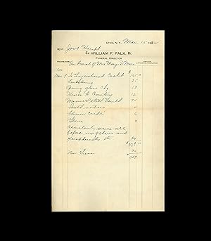 1932 Undertaker's Handwritten Invoice, Listing Expenses for the Burial of Mrs. Mary D. Moore, Uti...