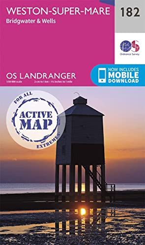 Bild des Verkufers fr Weston-super-Mare Map | Weatherproof | Bridgwater & Wells | Ordnance Survey | OS Landranger Active Map 182 | England | Walks | Cycling | Days Out | Maps | Adventure zum Verkauf von WeBuyBooks