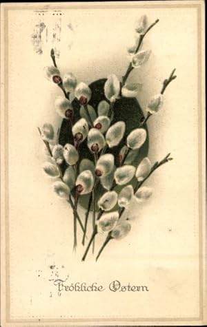 Präge Ansichtskarte / Postkarte Glückwunsch Ostern, Weidenkätzchen