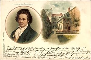 Litho Komponist Ludwig van Beethoven, Portrait