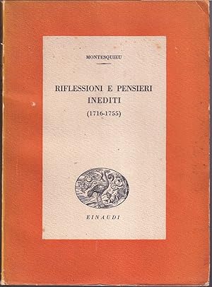 Bild des Verkufers fr Riflessioni e pensieri inediti (1716-1755) zum Verkauf von Libreria Tara
