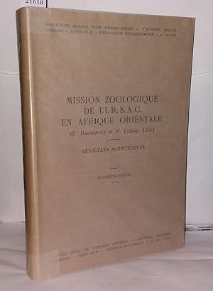 Mission zoologique de l'I.R.S.A.C. en Afrique orientale - Résultats scientifiques - Quatrième partie