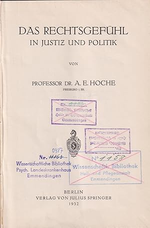 Bild des Verkufers fr Das Rechtsgefhl in Justiz und Politik. zum Verkauf von Homburger & Hepp