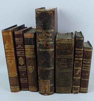 LIBRI ANTICHI 7 volumi rilegati in pelle (1779-1866) decorativi, per arredamento, scenografia, ecc.: