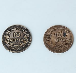 DUE MONETE DELLA GRECIA: 10 LEPTA 1869 - 1878: