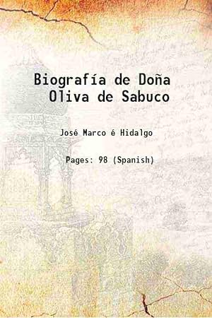 Imagen del vendedor de Biografía de Doña Oliva de Sabuco 1900 a la venta por Gyan Books Pvt. Ltd.