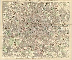 Philips' New Large Print Map of London and Its Outer Districts. With Index.