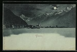 Seller image for Mondschein-Ansichtskarte Fl�elen, Uferpartie mit Kirche for sale by Bartko-Reher