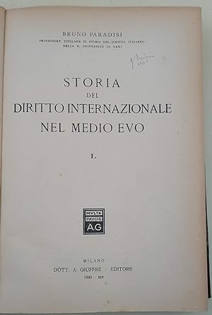 Imagen del vendedor de STORIA DEL DIRITTO INTERNAZIONALE NEL MEDIOEVO- I-(1940) a la venta por Invito alla Lettura