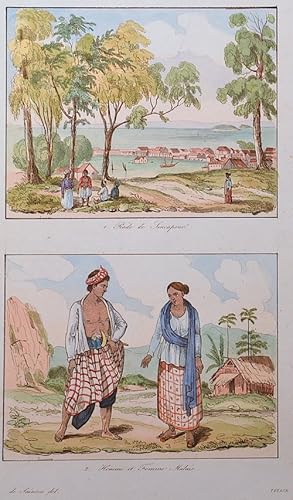 Imagen del vendedor de Rade de Sincapour / Homme et femme Malais a la venta por Antique Sommer& Sapunaru KG