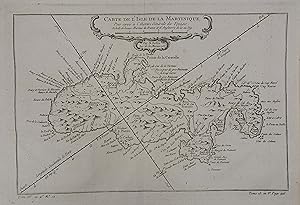 Bild des Verkufers fr Carte de l'Isle de la Martinique. Kupferstich-Karte v. Jacques-Nicolas Bellin aus Prevost "l'Histoire gnrale des voyages". Paris um 1758, 19,5 x 30,5 cm zum Verkauf von Antiquariat Johannes Mller