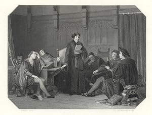 Desiderius Erasmus preaching to a group of scholars in Rotterdam