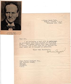 Typed Letter, signed, dated November 2nd, 1921. Nobel Laureate