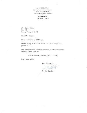 Typed Letter, signed, dated 16 April 1974