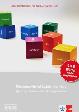 Flexionswürfel Latein Spielerisch Deklinieren und Konjugieren üben. 4 x 8 Würfel für die Gruppena...