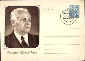 Ganzsache Ansichtskarte / Postkarte Wilhelm Pieck, Präsident der DDR von 194 bis 1960