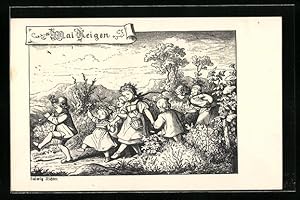 Bild des Verkufers fr Knstler-Ansichtskarte Ludwig Richter: Mai, Reigen der Kinder zum Verkauf von Bartko-Reher