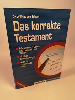 Bild des Verkufers fr Das korrekte Testament zum Verkauf von ANTIQUARIAT Franke BRUDDENBOOKS