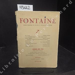 Immagine del venditore per Fontaine N 7 : Actualits ternelles (Max JACOB) - Titre anglais censur. Pome (D.-H. LAWRENCE) - Qacida du Chasseur (Cheikh LOKHILI) - Pomes (Benjamin FONDANE) - D'une critique pour pomes (Edmond HUMEAU) - Stratgie des Eaux (Robert DELAHAYE) - . venduto da Librairie-Bouquinerie Le Pre Pnard