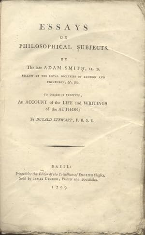 Bild des Verkufers fr ESSAYS ON PHILOSOPHICAL SUBJECTS. To which is prefixed, an Account of the Life and Writings of the Author; by Dugald Stewart. zum Verkauf von studio bibliografico pera s.a.s.