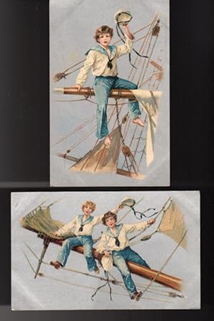 Sailor Boys in Rigging Postcards x 2