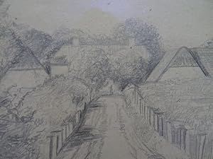 Bild des Verkufers fr (Deezbll/Niebll 1833 - 1917). Dorfweg. Bleistiftzeichnung auf grulichem Papier. Unten rechts signiert u. datiert. 15 x 20 cm. Unter Passepartout im Wechselrahmen. zum Verkauf von Antiquariat Daniel Schramm e.K.