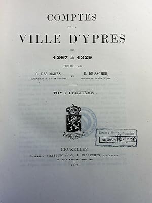 Bild des Verkufers fr Comptes de la Ville D'Ypres de 1267 a 1329, Bd. 2. zum Verkauf von Antiquariat Bookfarm