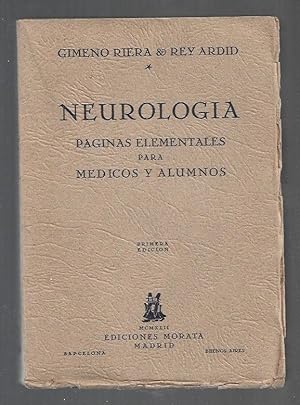 Seller image for NEUROLOGIA. PAGINAS ELEMENTALES PARA MEDICOS Y ALUMNOS for sale by Desvn del Libro / Desvan del Libro, SL