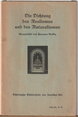 Bild des Verkufers fr Die Dichtung des Realismus und des Naturalismus zum Verkauf von BuchSigel