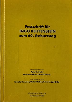 Bild des Verkufers fr Festschrift fr Ingo Reiffenstein zum 60. Geburtstag zum Verkauf von avelibro OHG