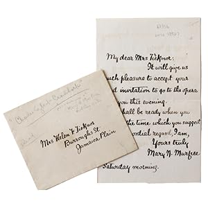 AUTOGRAPH LETTER SIGNED BY NOVELIST, AND SHORT STORY WRITER, MARY N. MURFREE