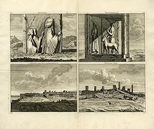 Antique Print-Topography-archeology-Four views in Persepolis-De Bruyn-1711