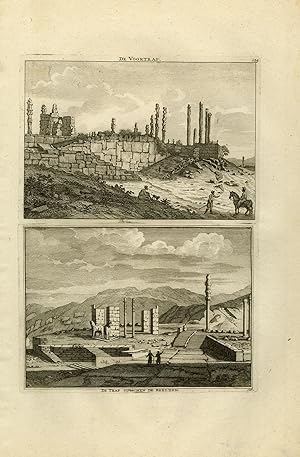 Antique Print-Topography-archeology-Two views of Persepolis-De Bruyn-1711