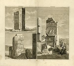 Antique Print-Archeology-Topography-Three views in Persepolis-De Bruyn-Pool-1711