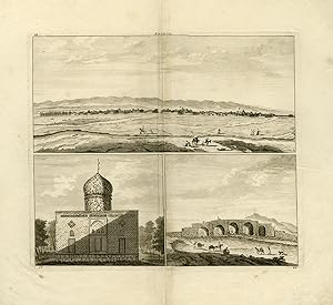 Antique Print-Topography-Iran-Three views of Ardabil-De Bruyn-Pool-1711