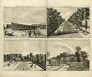 Antique Print-Topography-Iran-Four views of Ispahan-Khaju bridge-De Bruyn-1711