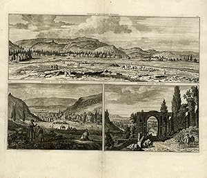 Antique Print-Topography-Iran-Three views of Shiraz-De Bruyn-1711