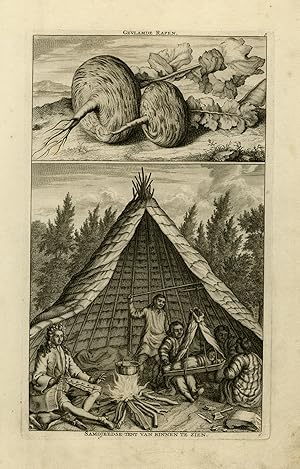 Antique Print-Exploration-Turnip-Samojed people and a tent-De Bruyn-1711