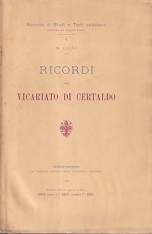 Seller image for Ricordi del vicariato di Certaldo for sale by Il Salvalibro s.n.c. di Moscati Giovanni