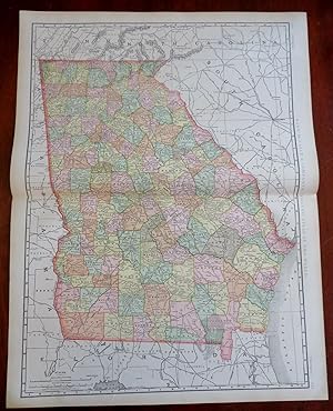 Georgia Atlanta Savannah Augusta Macon 1902 Rand McNally large map
