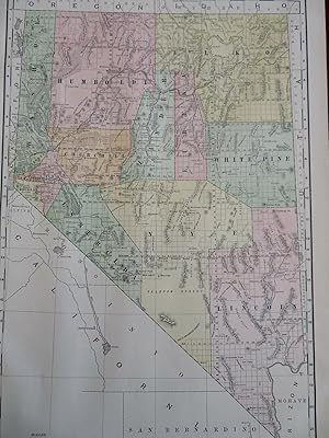 Nevada Carson City Reno Las Vegas 1902 Rand McNally large map