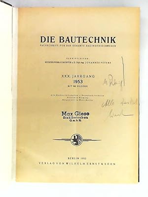 Die Bautechnik - 30. Jahrgang 1953 - Heft 1-12 gebunden