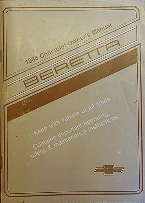 1988 Chevrolet Beretta Owner's Manual